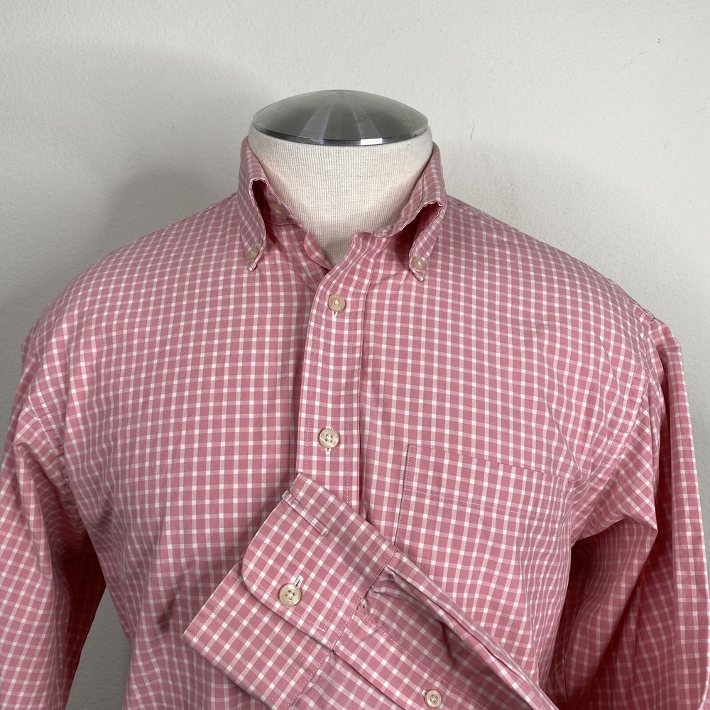 Vineyard Vines Mens Medium Pink Plaid Casual Dress Shirt Murray Shirt
